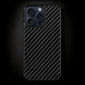 Carbon fiber MagSafe iPhone case – ultra-slim military-grade drop protection, matte black woven texture